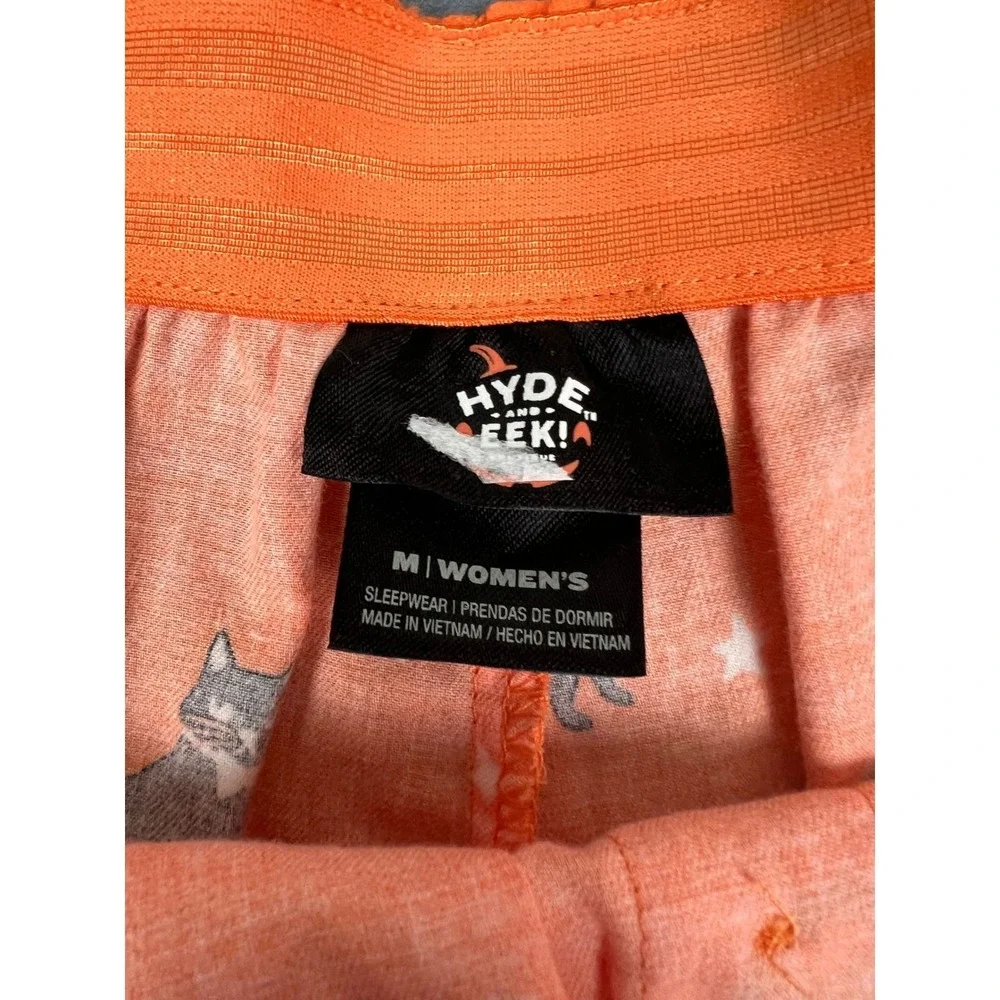 Hyde & EEK Black Cat Sleep Shorts Halloween Spooky Gothic Orange Cotton Medium